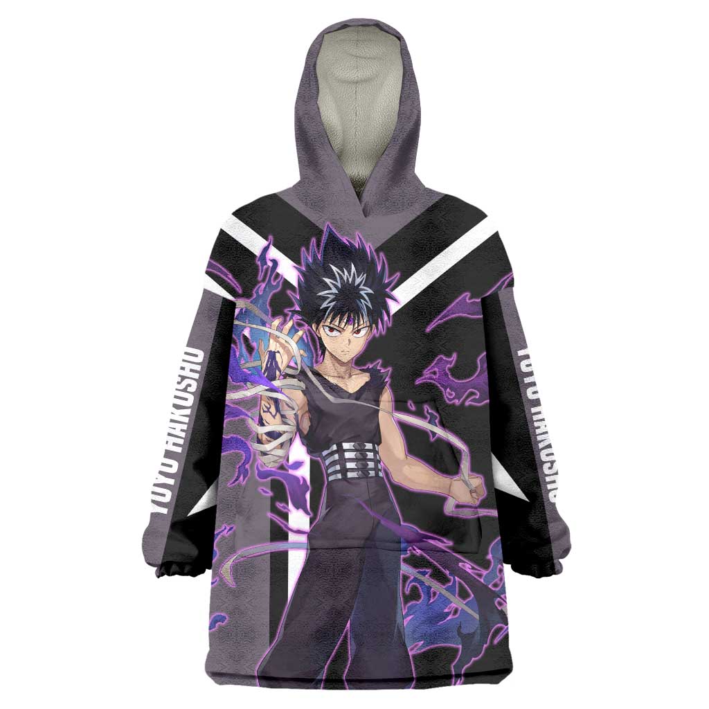 Hiei Yu Yu Hakusho Wearable Blanket Hoodie with Jagan Eye and Intense Battle Pose Design - The Mazicc