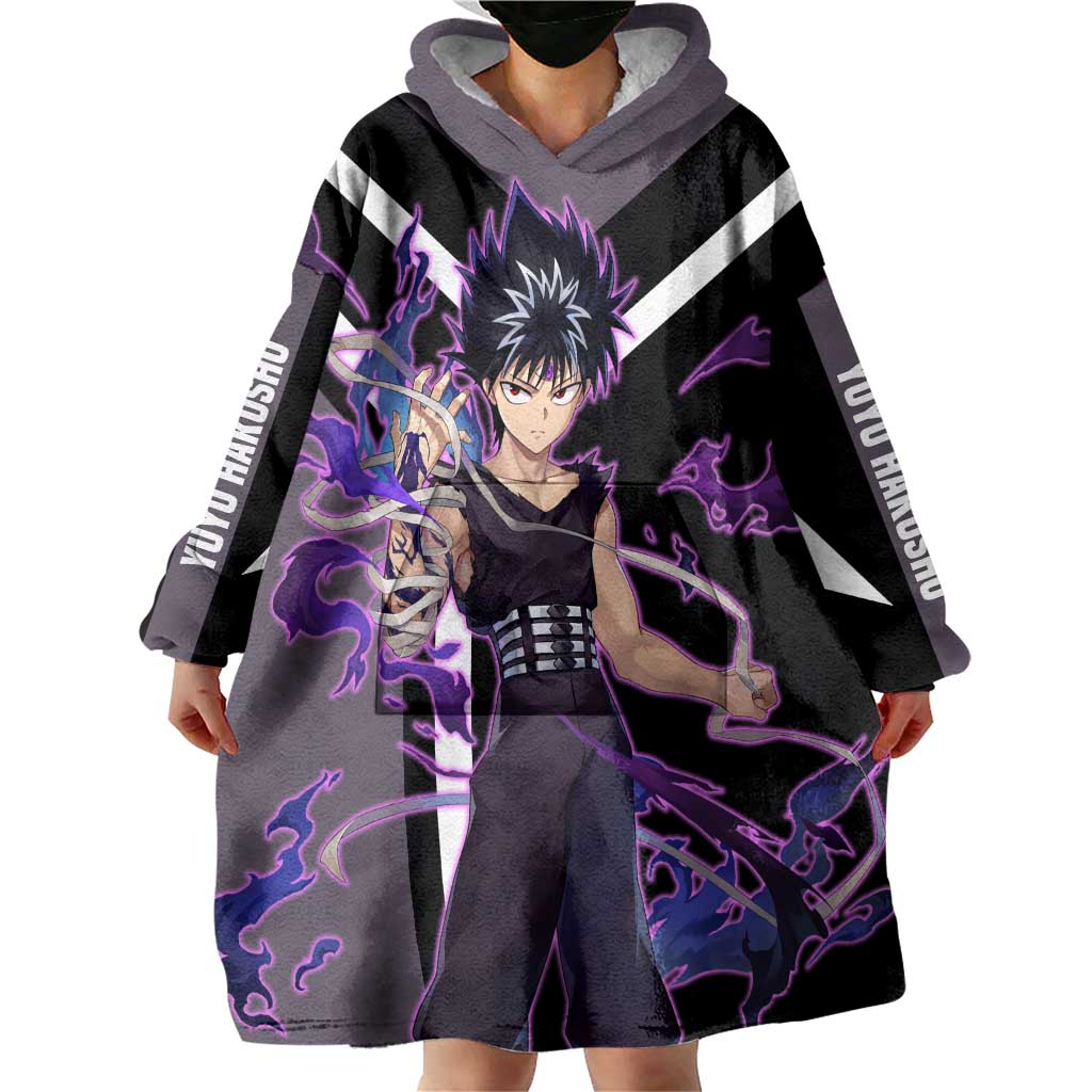 Hiei Yu Yu Hakusho Wearable Blanket Hoodie with Jagan Eye and Intense Battle Pose Design - The Mazicc