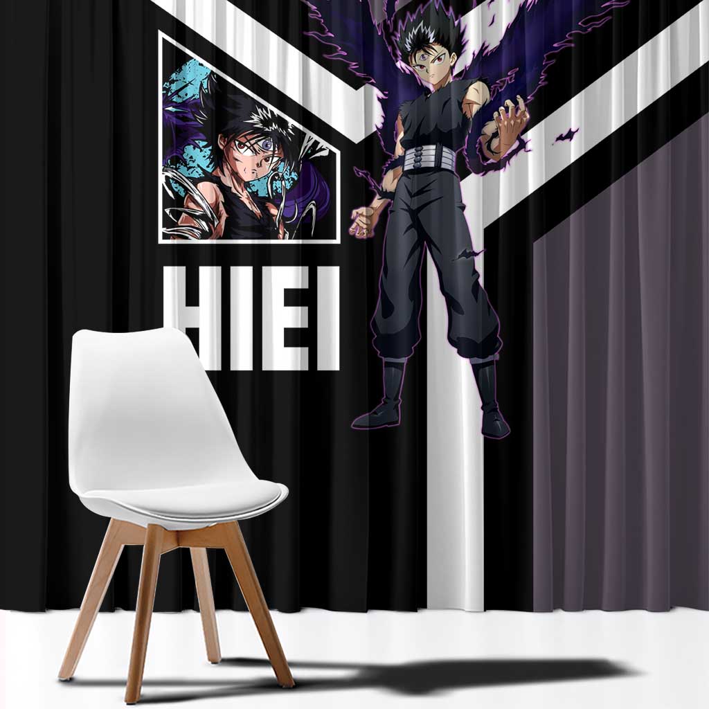 Hiei Yu Yu Hakusho Window Curtain with Jagan Eye and Intense Battle Pose Design - The Mazicc