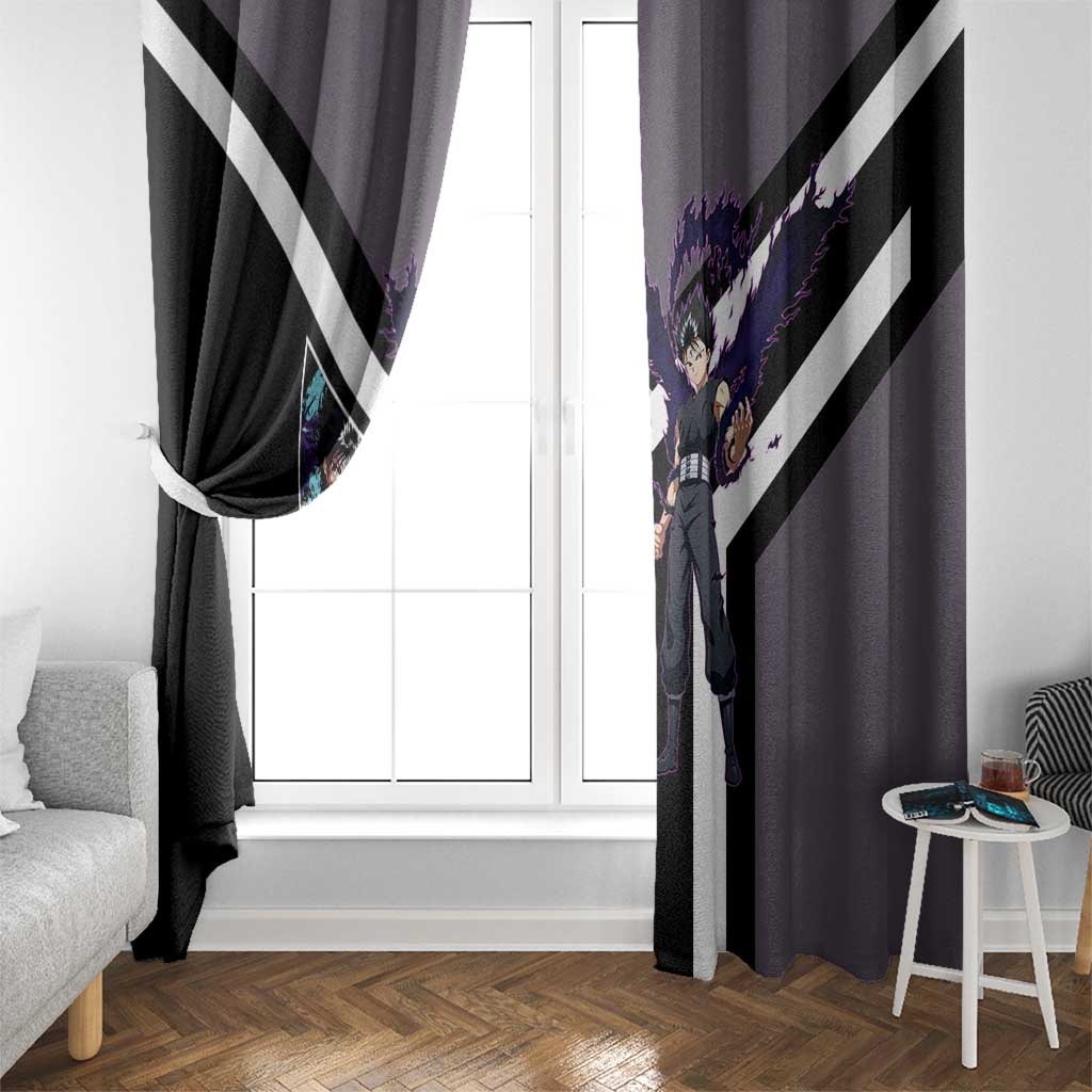 Hiei Yu Yu Hakusho Window Curtain with Jagan Eye and Intense Battle Pose Design - The Mazicc
