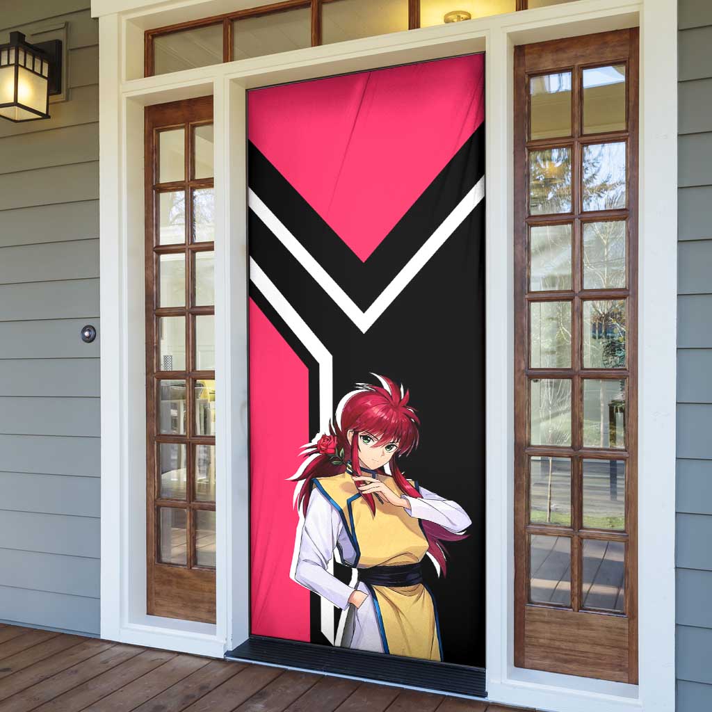 Kurama Yu Yu Hakusho Door Cover with Fox Demon Form and Elegant Battle Pose Design - The Mazicc