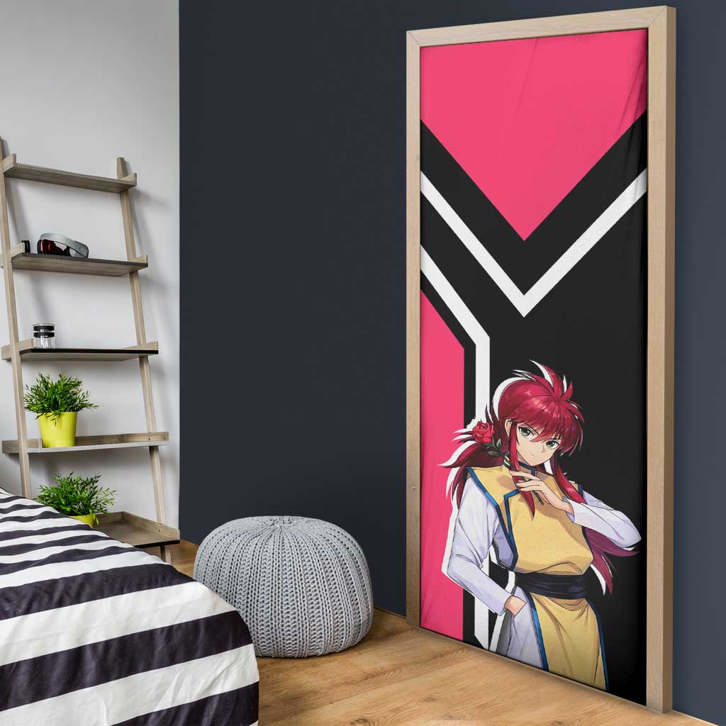 Kurama Yu Yu Hakusho Door Cover with Fox Demon Form and Elegant Battle Pose Design - The Mazicc