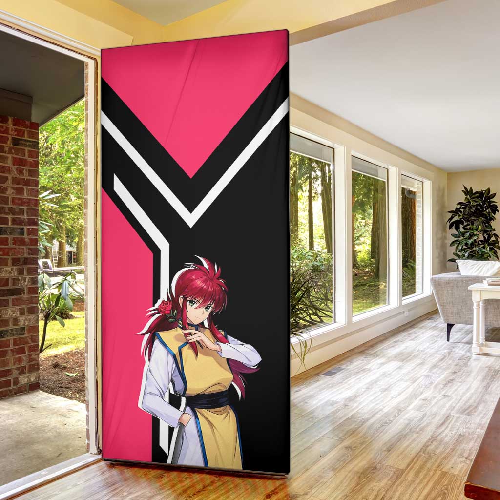 Kurama Yu Yu Hakusho Door Cover with Fox Demon Form and Elegant Battle Pose Design - The Mazicc