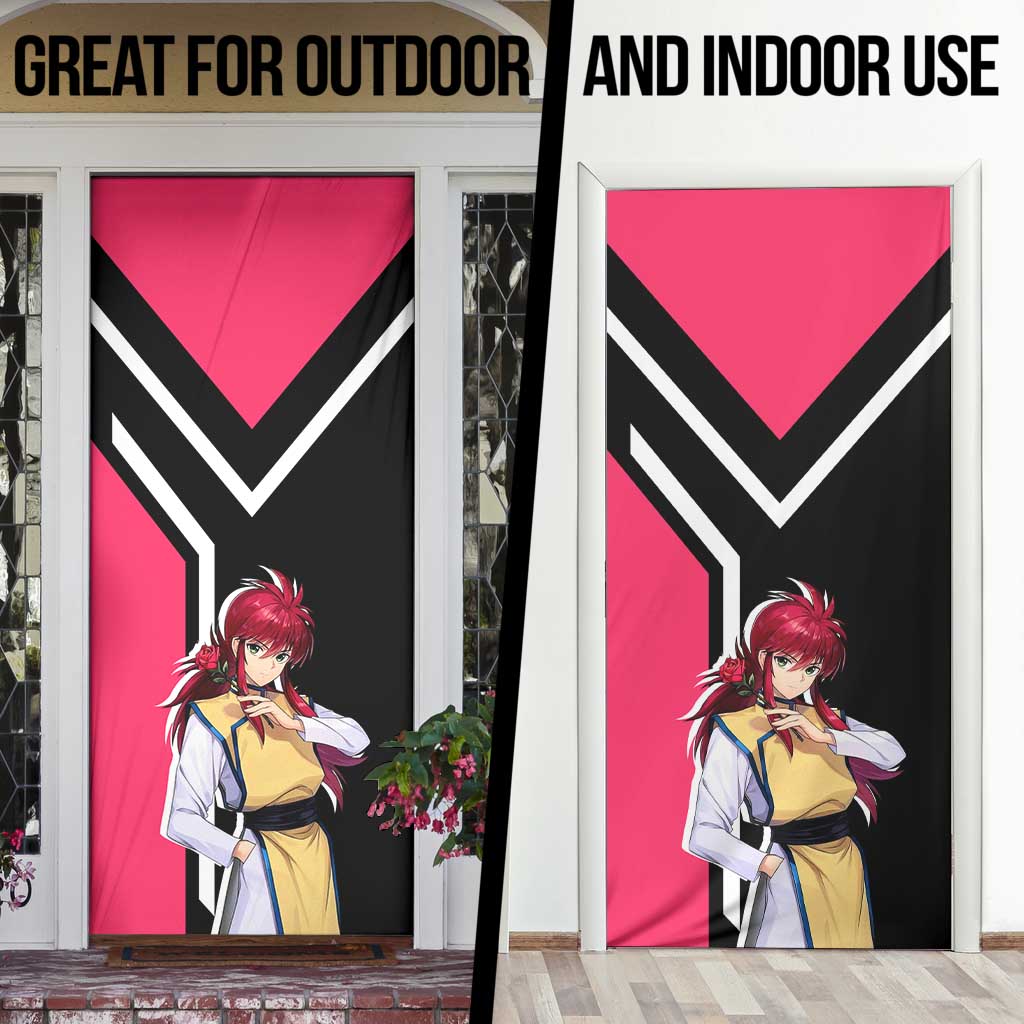 Kurama Yu Yu Hakusho Door Cover with Fox Demon Form and Elegant Battle Pose Design - The Mazicc