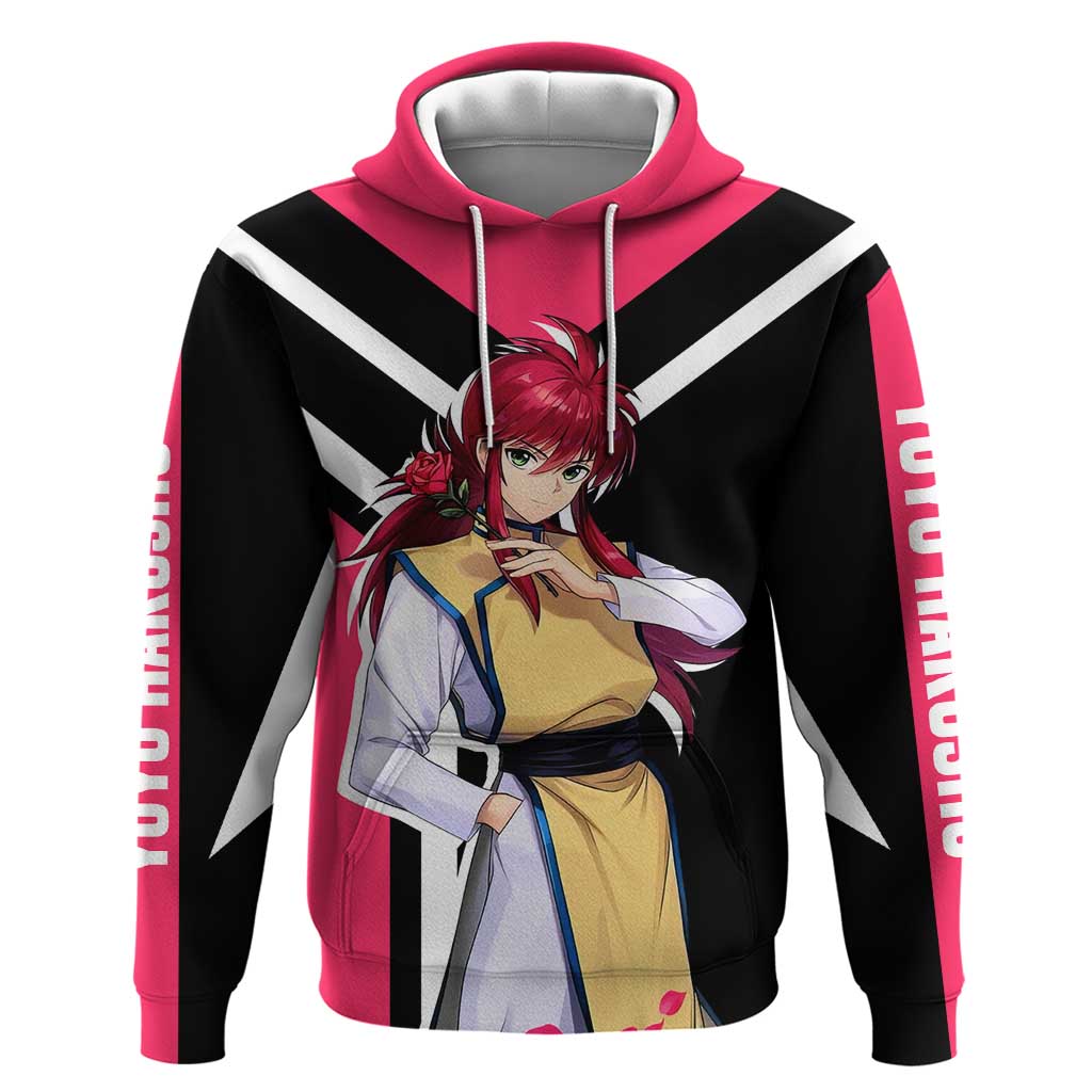 Kurama Yu Yu Hakusho Hoodie with Fox Demon Form and Elegant Battle Pose Design - The Mazicc