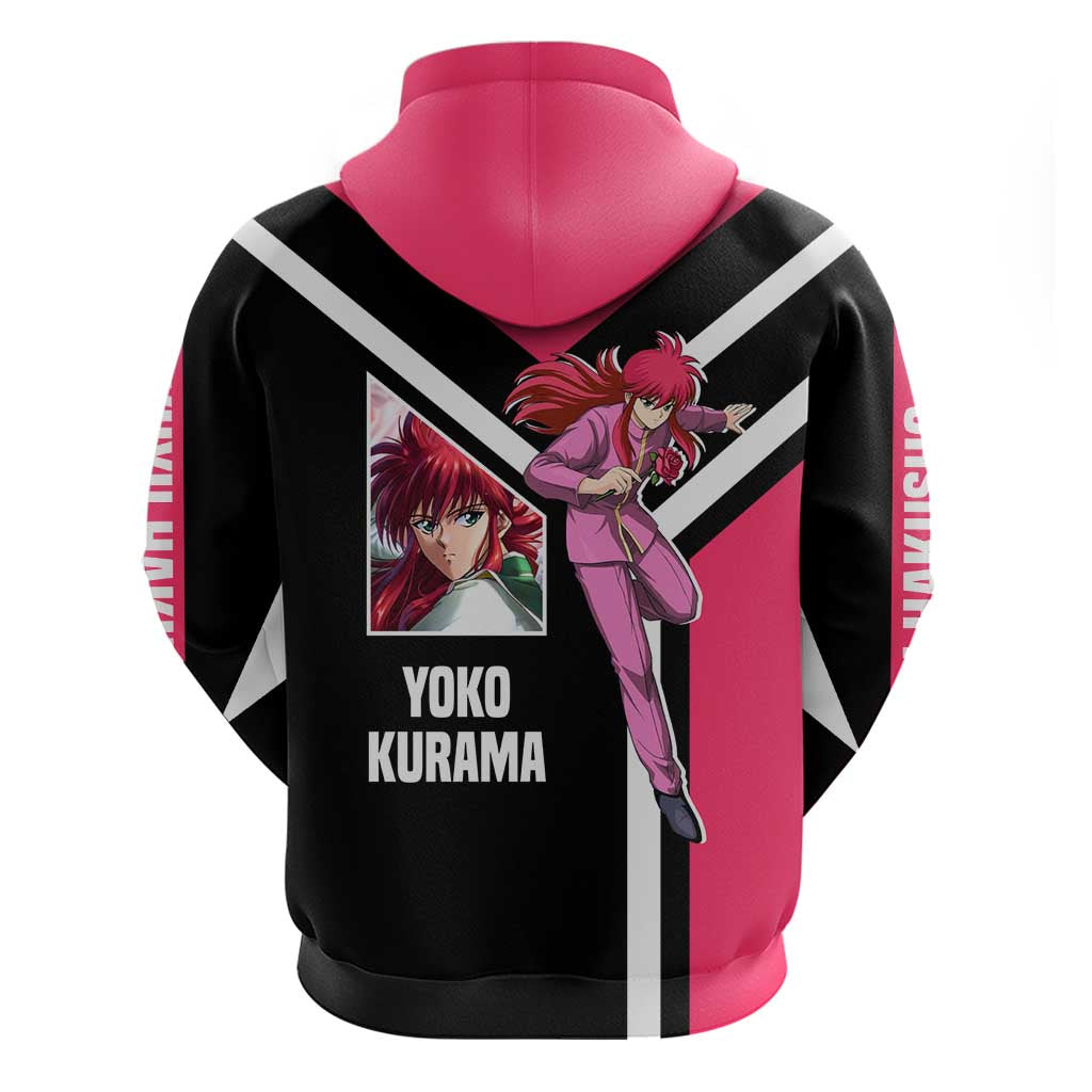 Kurama Yu Yu Hakusho Hoodie with Fox Demon Form and Elegant Battle Pose Design - The Mazicc