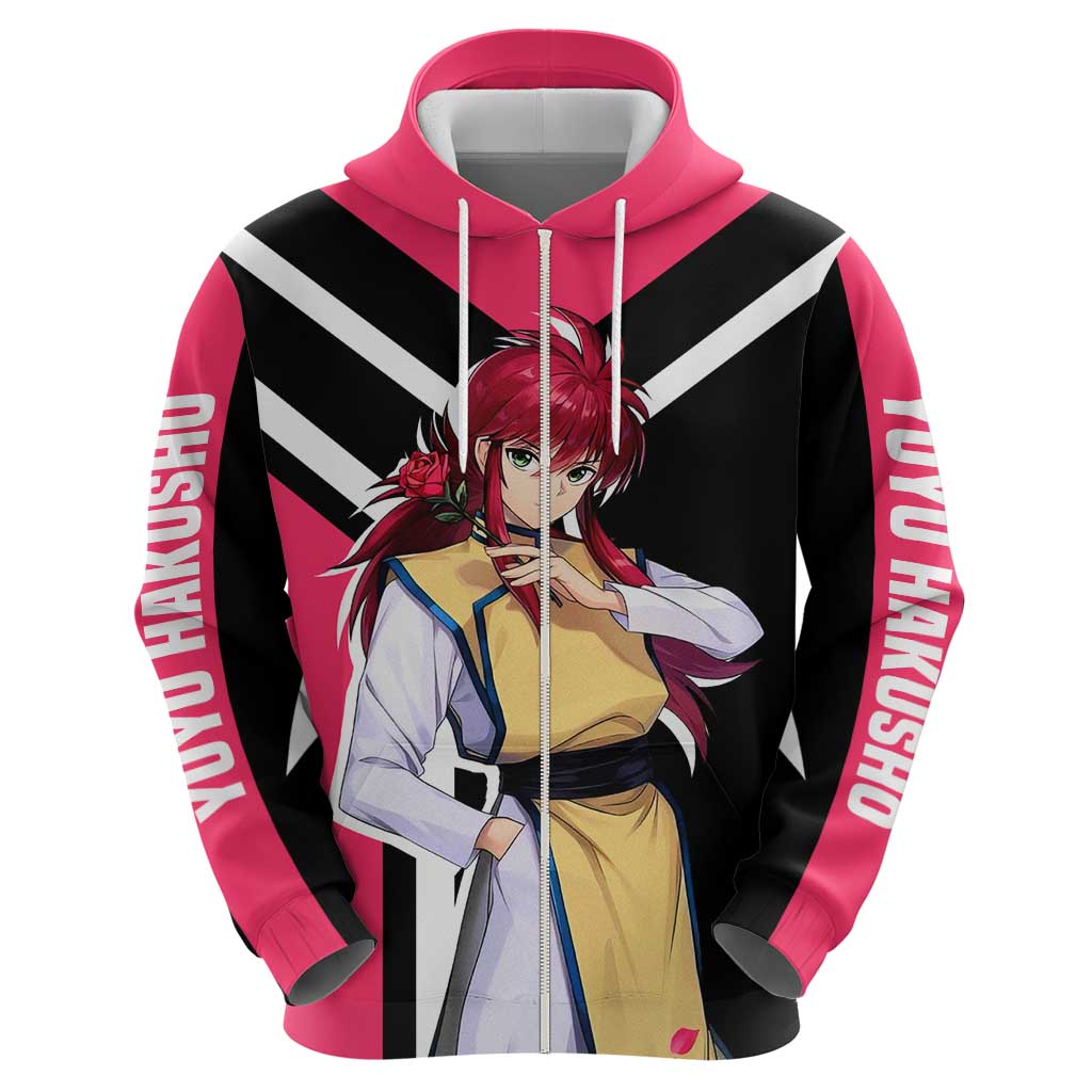 Kurama Yu Yu Hakusho Hoodie with Fox Demon Form and Elegant Battle Pose Design - The Mazicc