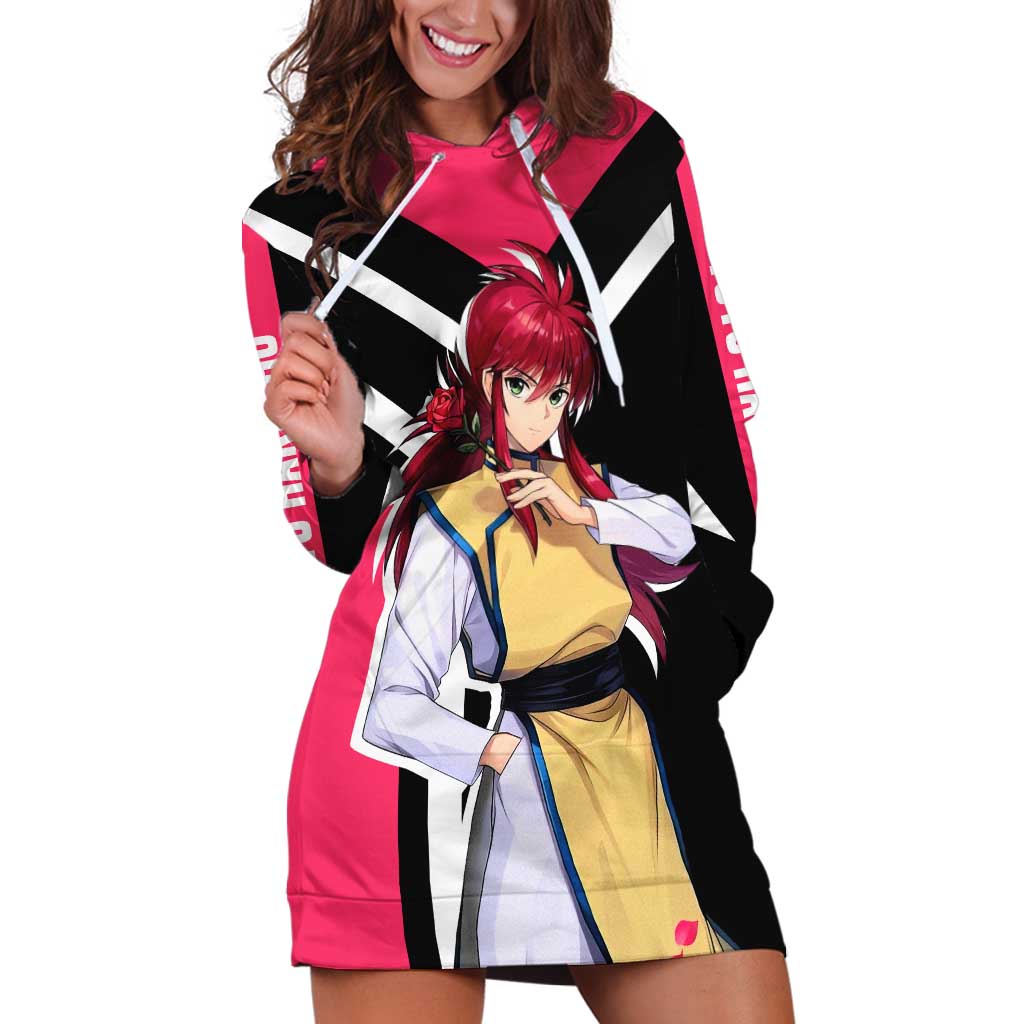 Kurama Yu Yu Hakusho Hoodie Dress with Fox Demon Form and Elegant Battle Pose Design - The Mazicc
