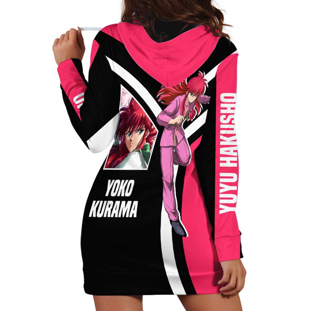 Kurama Yu Yu Hakusho Hoodie Dress with Fox Demon Form and Elegant Battle Pose Design - The Mazicc