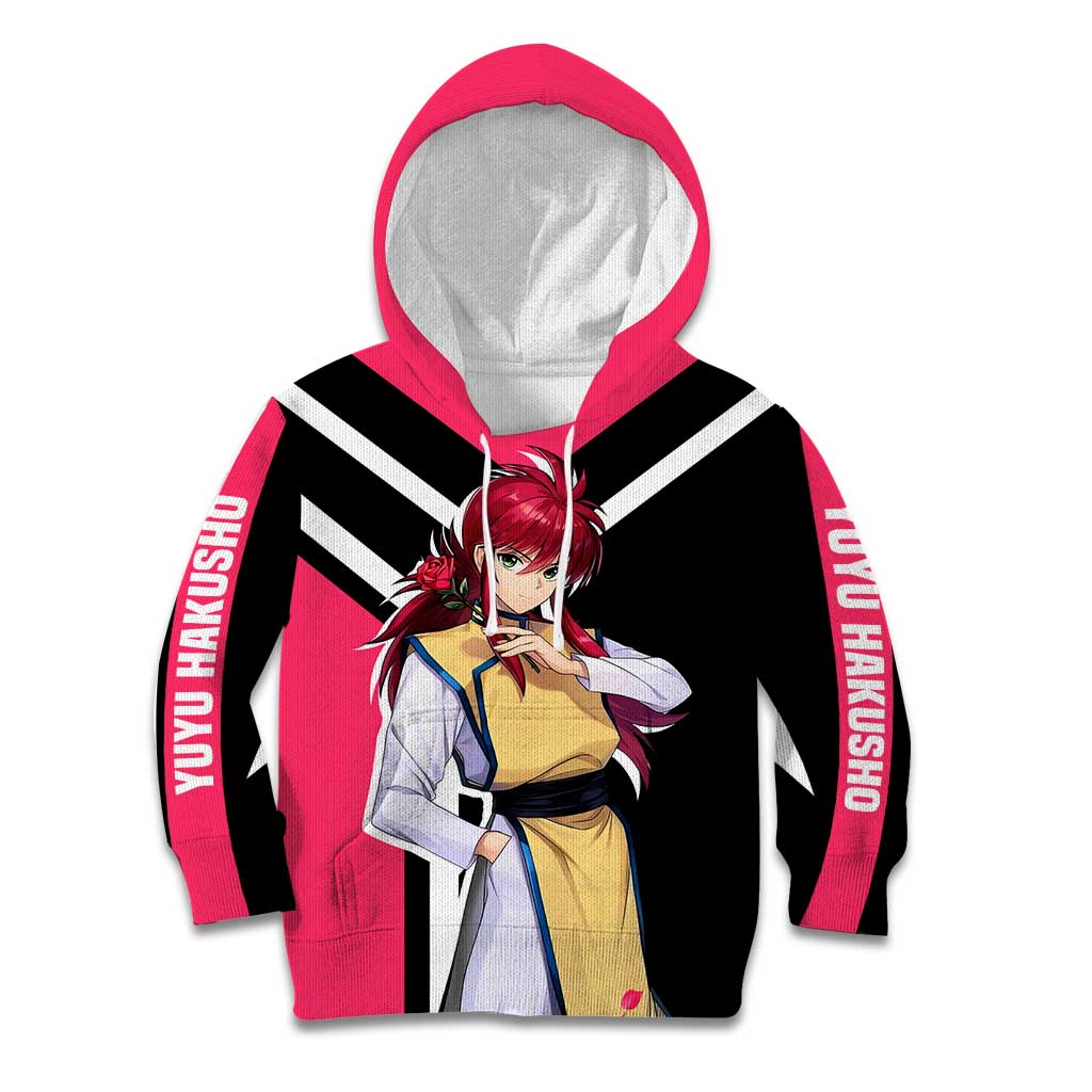 Kurama Yu Yu Hakusho Kid Hoodie with Fox Demon Form and Elegant Battle Pose Design - The Mazicc