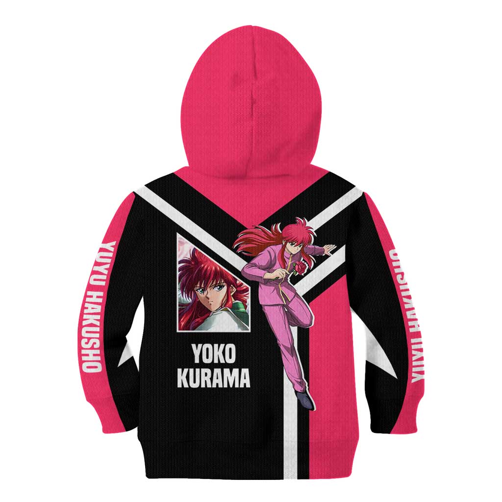 Kurama Yu Yu Hakusho Kid Hoodie with Fox Demon Form and Elegant Battle Pose Design - The Mazicc