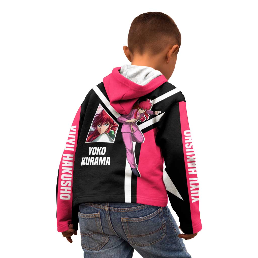Kurama Yu Yu Hakusho Kid Hoodie with Fox Demon Form and Elegant Battle Pose Design - The Mazicc