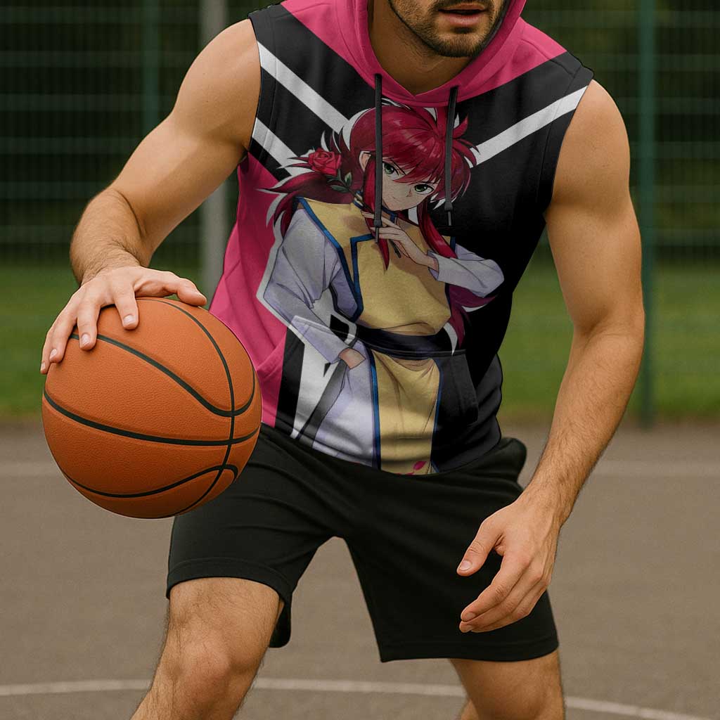 Kurama Yu Yu Hakusho Sleeveless Hoodie with Fox Demon Form and Elegant Battle Pose Design - The Mazicc