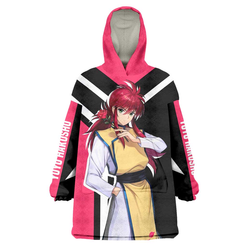 Kurama Yu Yu Hakusho Wearable Blanket Hoodie with Fox Demon Form and Elegant Battle Pose Design - The Mazicc
