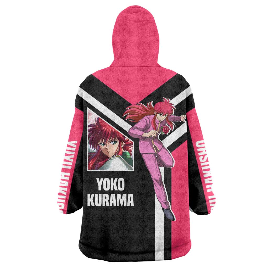 Kurama Yu Yu Hakusho Wearable Blanket Hoodie with Fox Demon Form and Elegant Battle Pose Design - The Mazicc