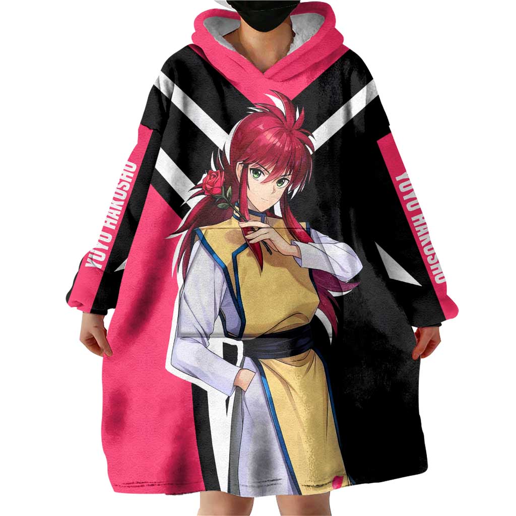 Kurama Yu Yu Hakusho Wearable Blanket Hoodie with Fox Demon Form and Elegant Battle Pose Design - The Mazicc