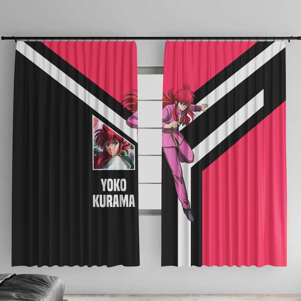 Kurama Yu Yu Hakusho Window Curtain with Fox Demon Form and Elegant Battle Pose Design - The Mazicc