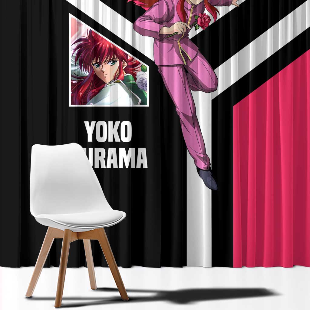 Kurama Yu Yu Hakusho Window Curtain with Fox Demon Form and Elegant Battle Pose Design - The Mazicc