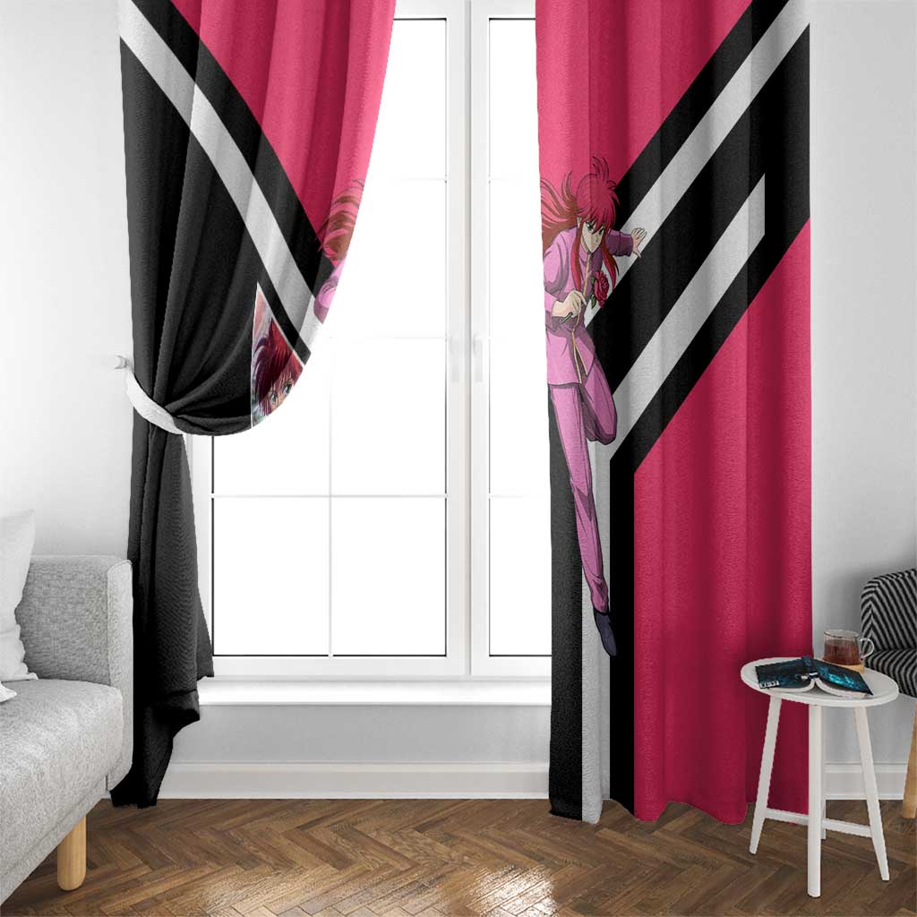 Kurama Yu Yu Hakusho Window Curtain with Fox Demon Form and Elegant Battle Pose Design - The Mazicc
