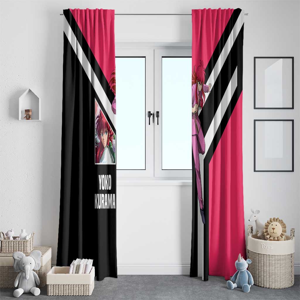 Kurama Yu Yu Hakusho Window Curtain with Fox Demon Form and Elegant Battle Pose Design - The Mazicc