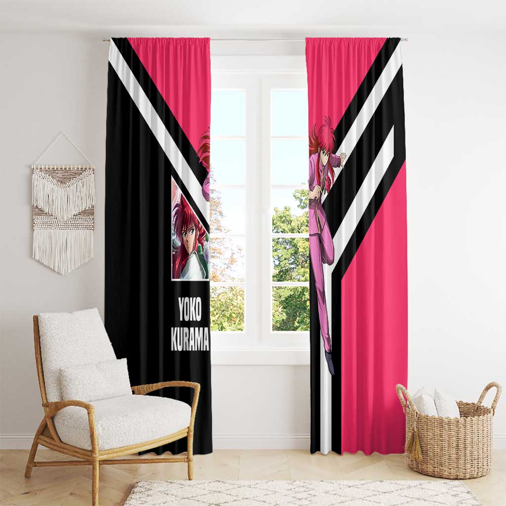 Kurama Yu Yu Hakusho Window Curtain with Fox Demon Form and Elegant Battle Pose Design - The Mazicc