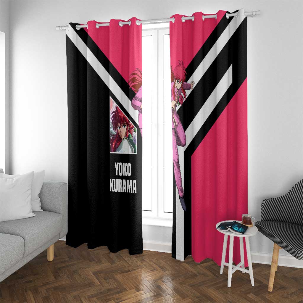 Kurama Yu Yu Hakusho Window Curtain with Fox Demon Form and Elegant Battle Pose Design - The Mazicc