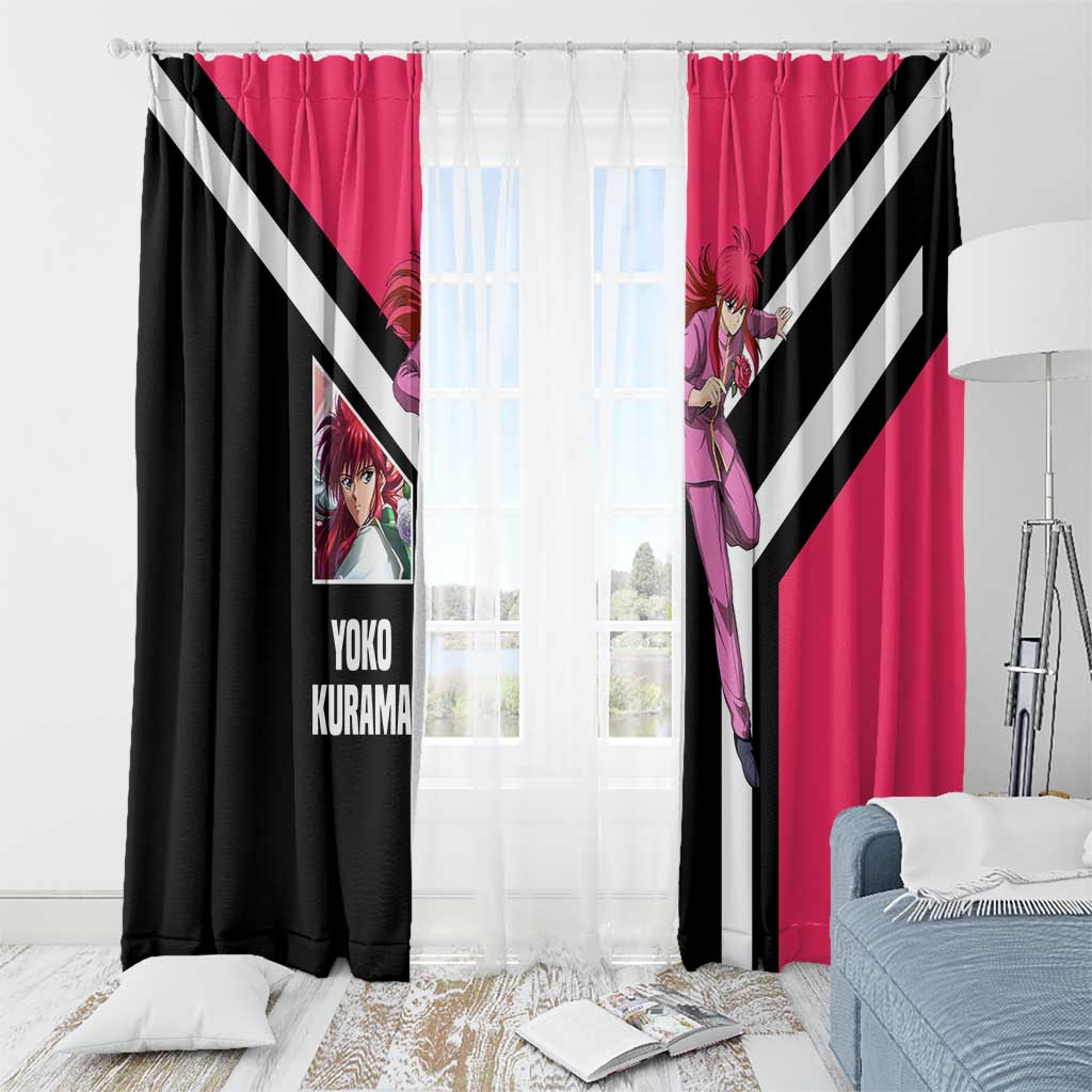 Kurama Yu Yu Hakusho Window Curtain with Fox Demon Form and Elegant Battle Pose Design - The Mazicc