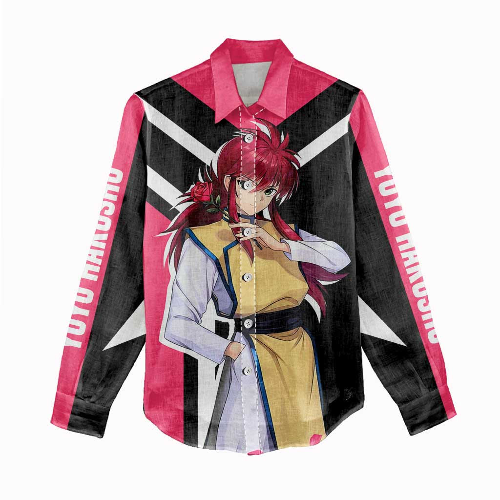Kurama Yu Yu Hakusho Women Casual Shirt with Fox Demon Form and Elegant Battle Pose Design - The Mazicc