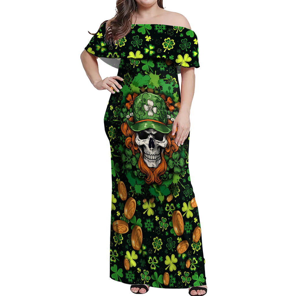 happy-st-patricks-day-skull-off-shoulder-maxi-dress
