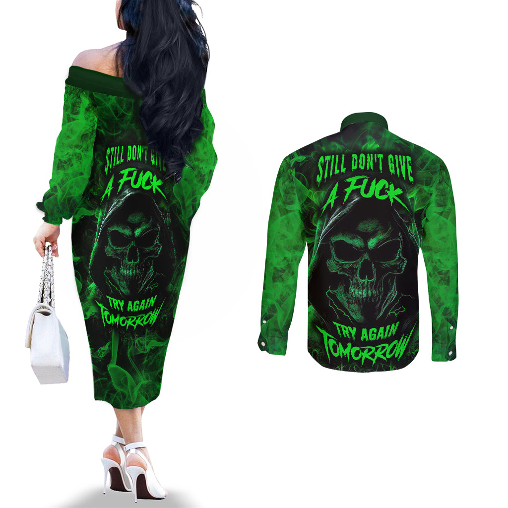 skull-couples-matching-off-the-shoulder-long-sleeve-dress-and-long-sleeve-button-shirts-try-again-tomorrow