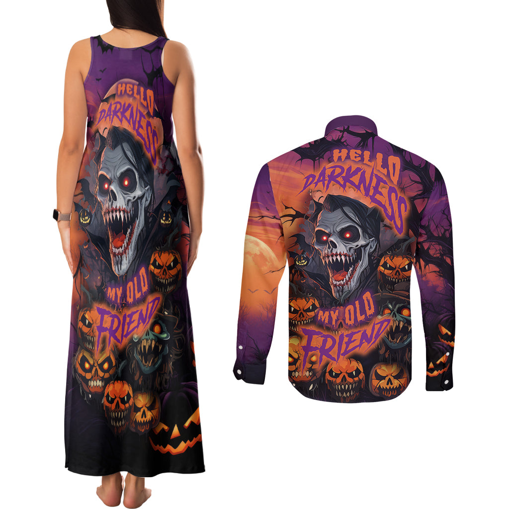halloween-skull-couples-matching-tank-maxi-dress-and-long-sleeve-button-shirts-hello-darkness-my-old-friend