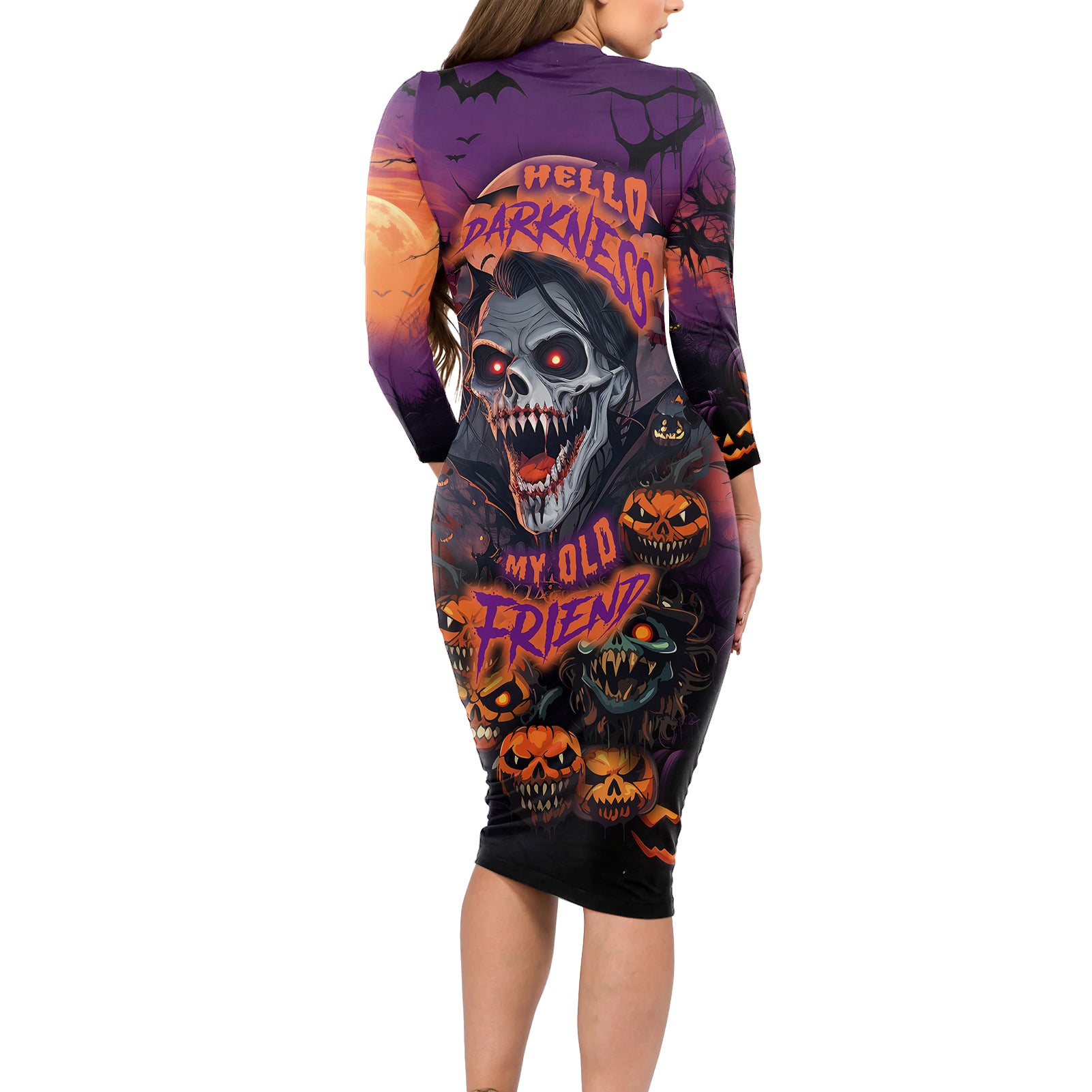 halloween-skull-long-sleeve-bodycon-dress-hello-darkness-my-old-friend