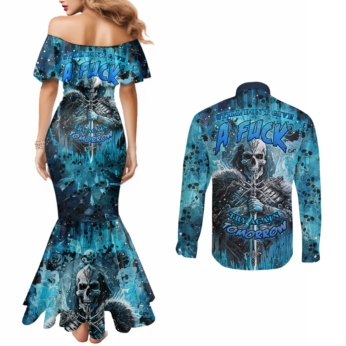 skull-couples-matching-mermaid-dress-and-long-sleeve-button-shirts-try-again-tomorrow