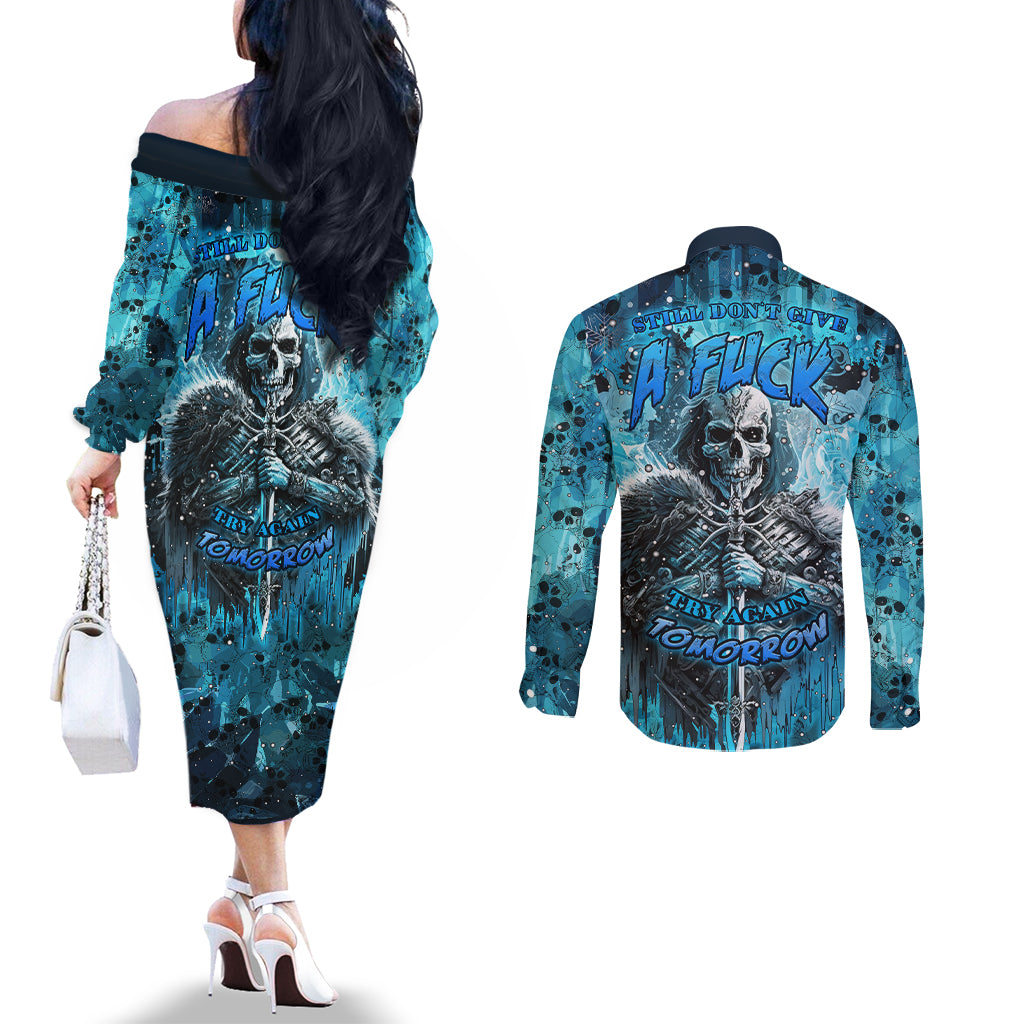 skull-couples-matching-off-the-shoulder-long-sleeve-dress-and-long-sleeve-button-shirts-try-again-tomorrow