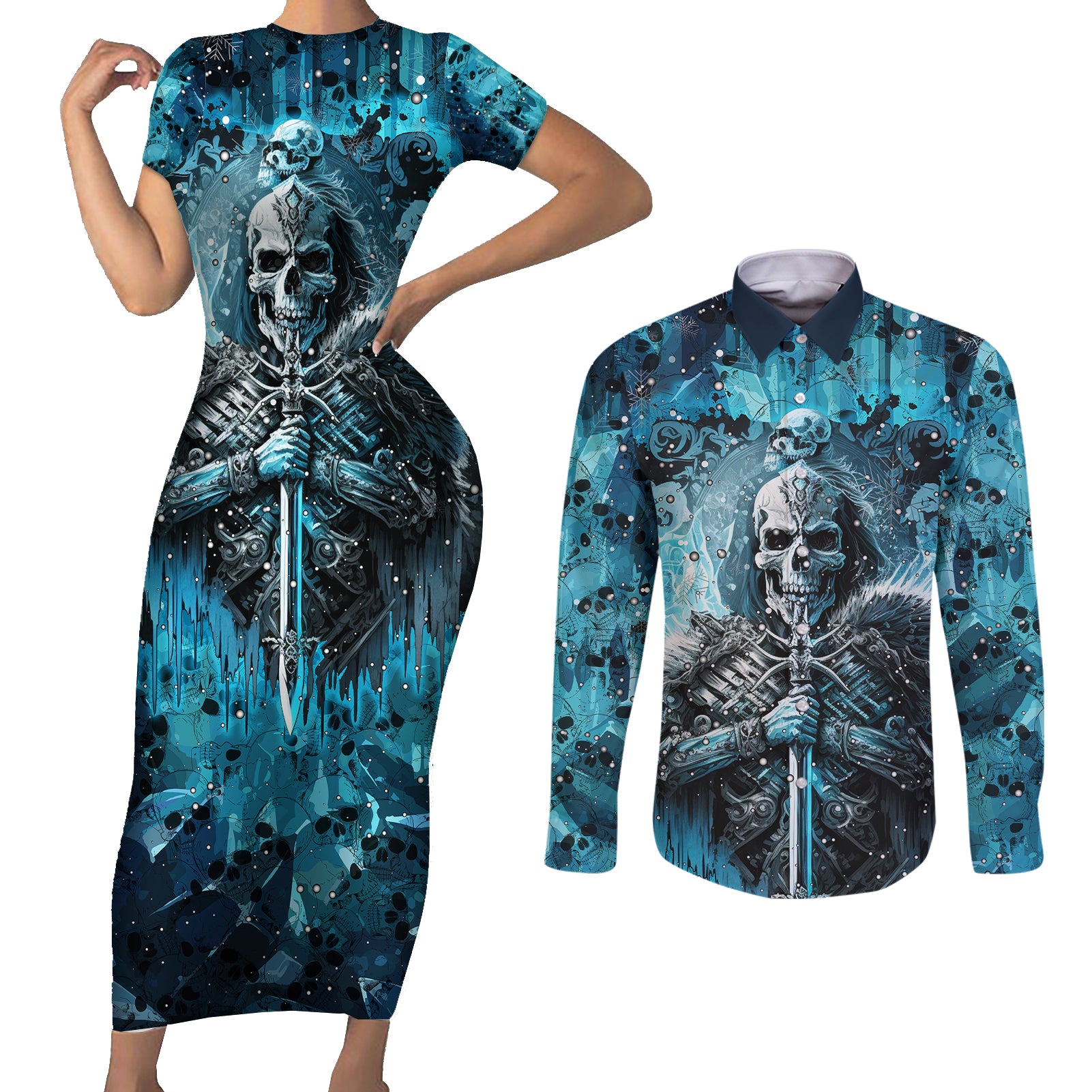 skull-couples-matching-short-sleeve-bodycon-dress-and-long-sleeve-button-shirts-try-again-tomorrow