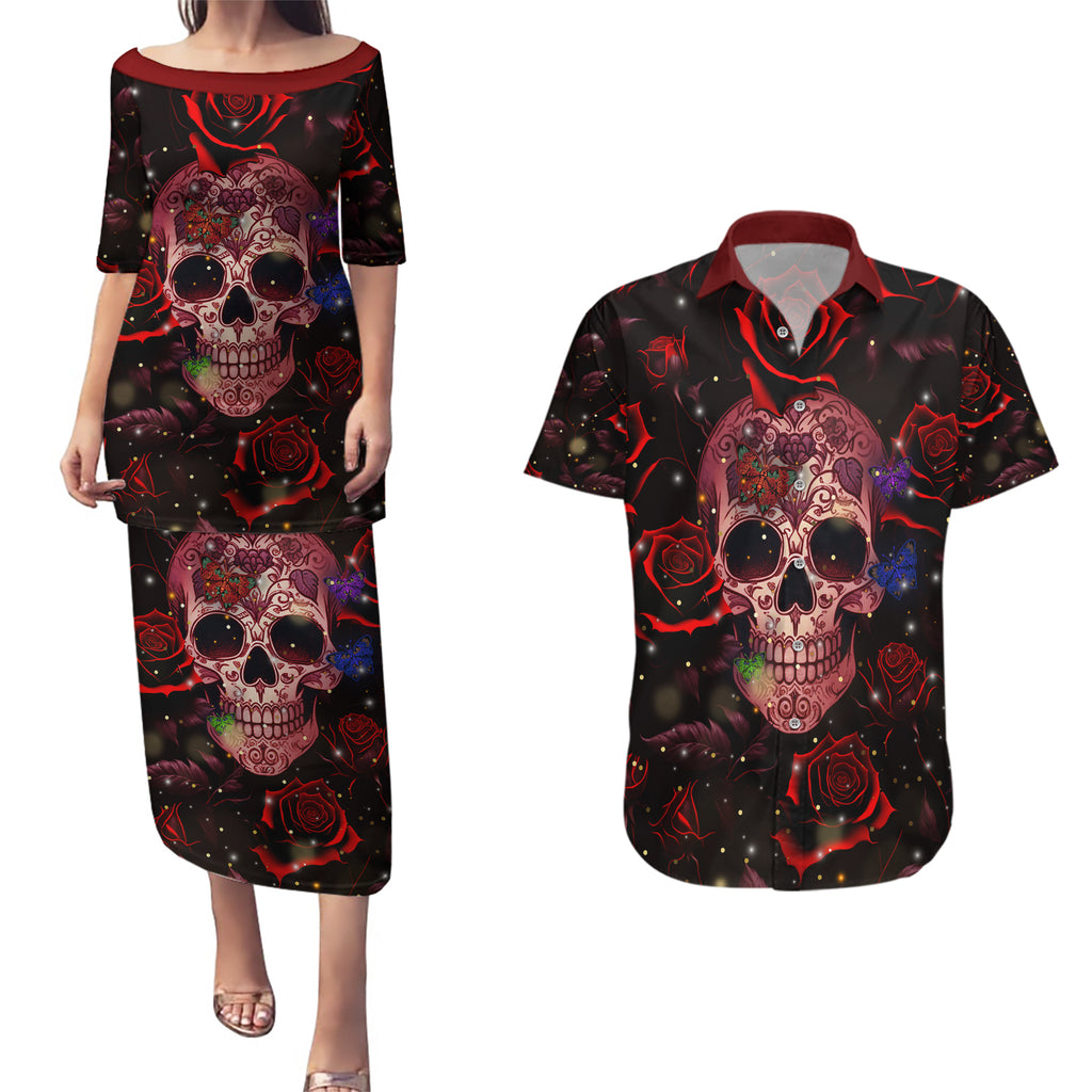 dont-cry-skull-couples-matching-puletasi-dress-and-hawaiian-shirt
