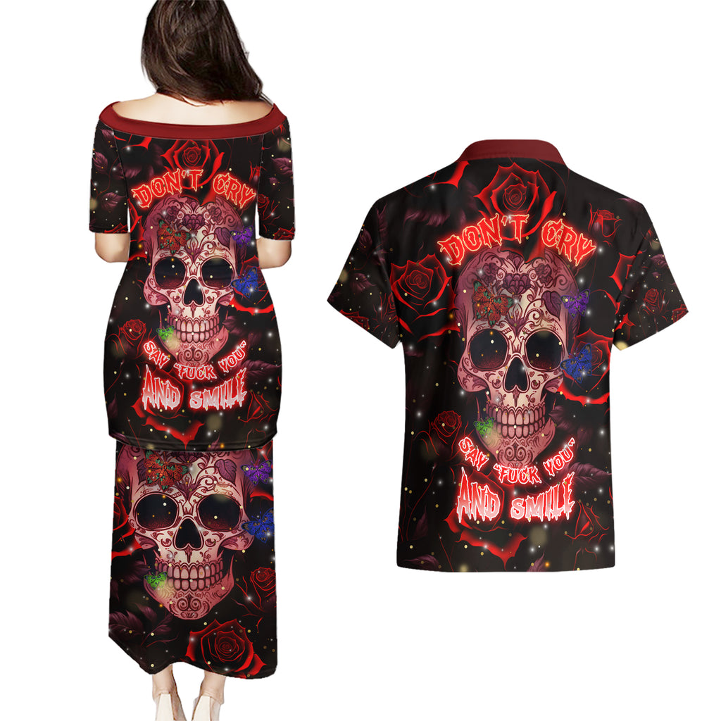 dont-cry-skull-couples-matching-puletasi-dress-and-hawaiian-shirt