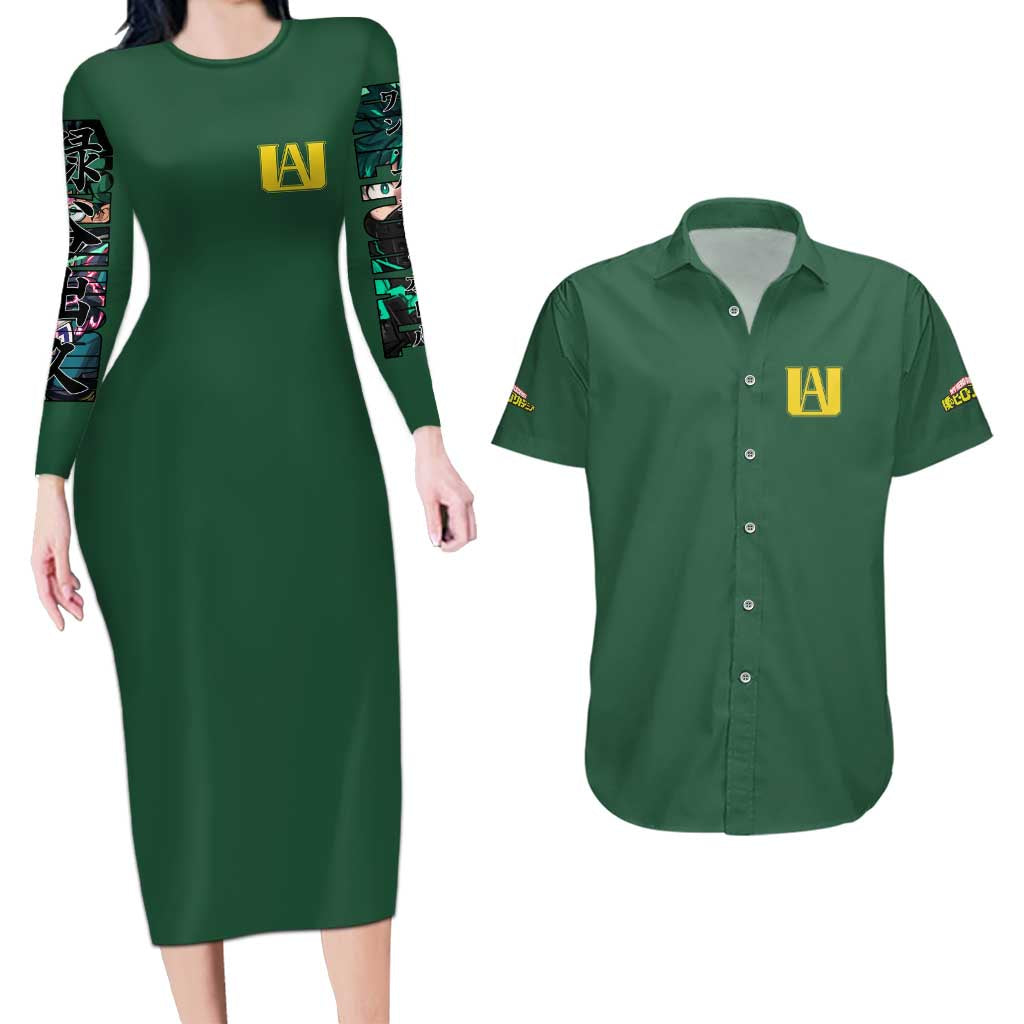 Midoriya Izuku My Hero Academia Couples Matching Long Sleeve Bodycon Dress and Hawaiian Shirt Anime Style