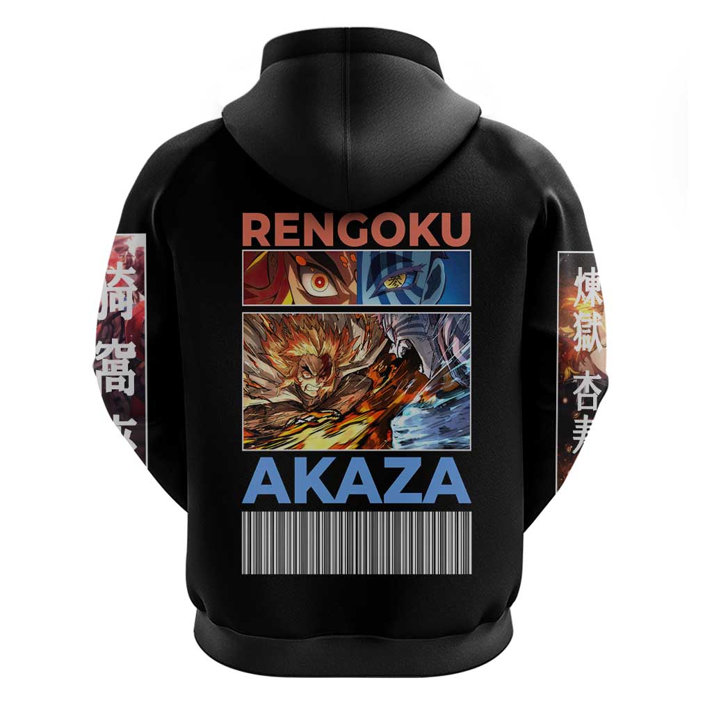 Kyojuro Rengoku vs Akaza Demon Slayer Hoodie Anime Style