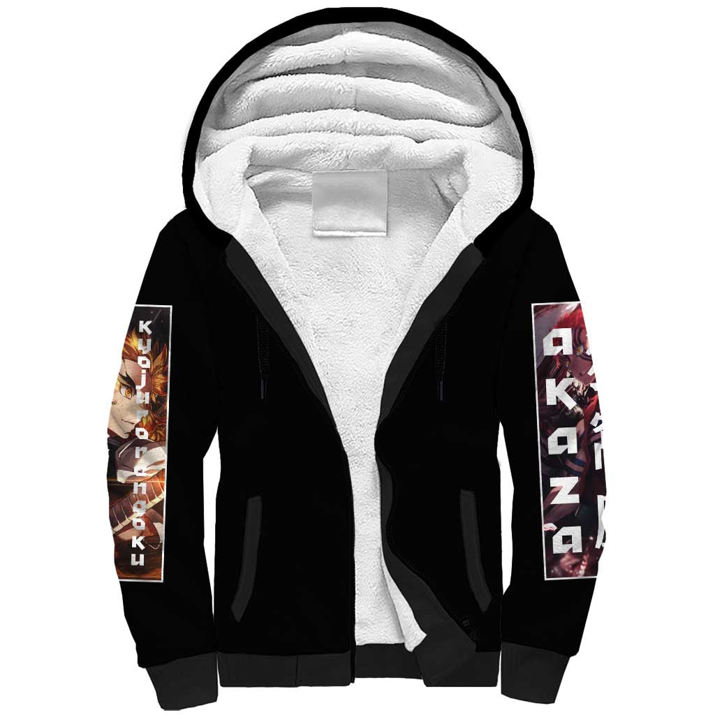 Kyojuro Rengoku vs Akaza Demon Slayer Sherpa Hoodie Anime Style