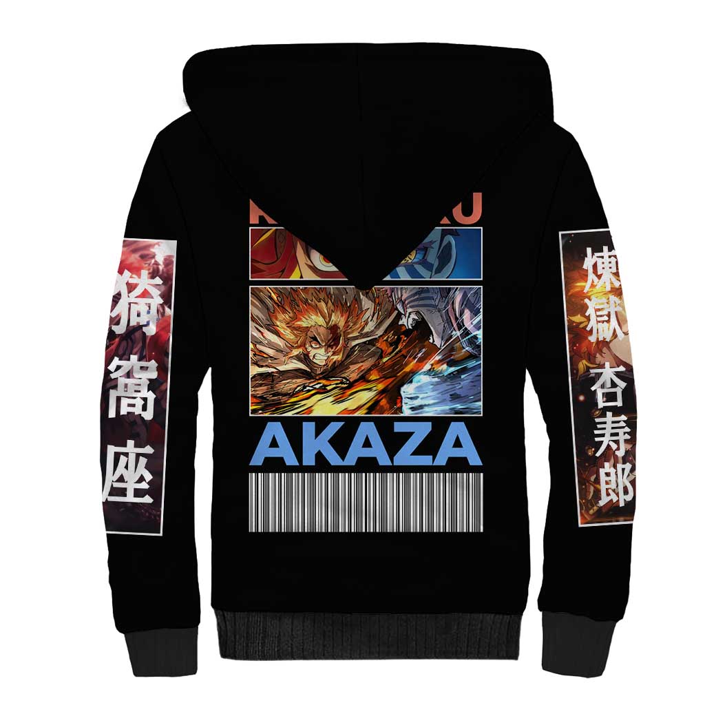Kyojuro Rengoku vs Akaza Demon Slayer Sherpa Hoodie Anime Style