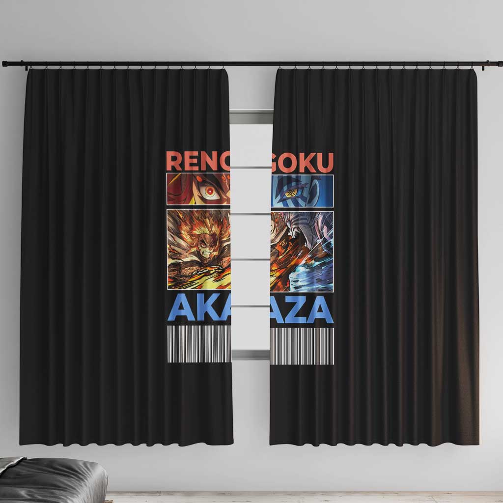 Kyojuro Rengoku vs Akaza Demon Slayer Window Curtain Anime Style