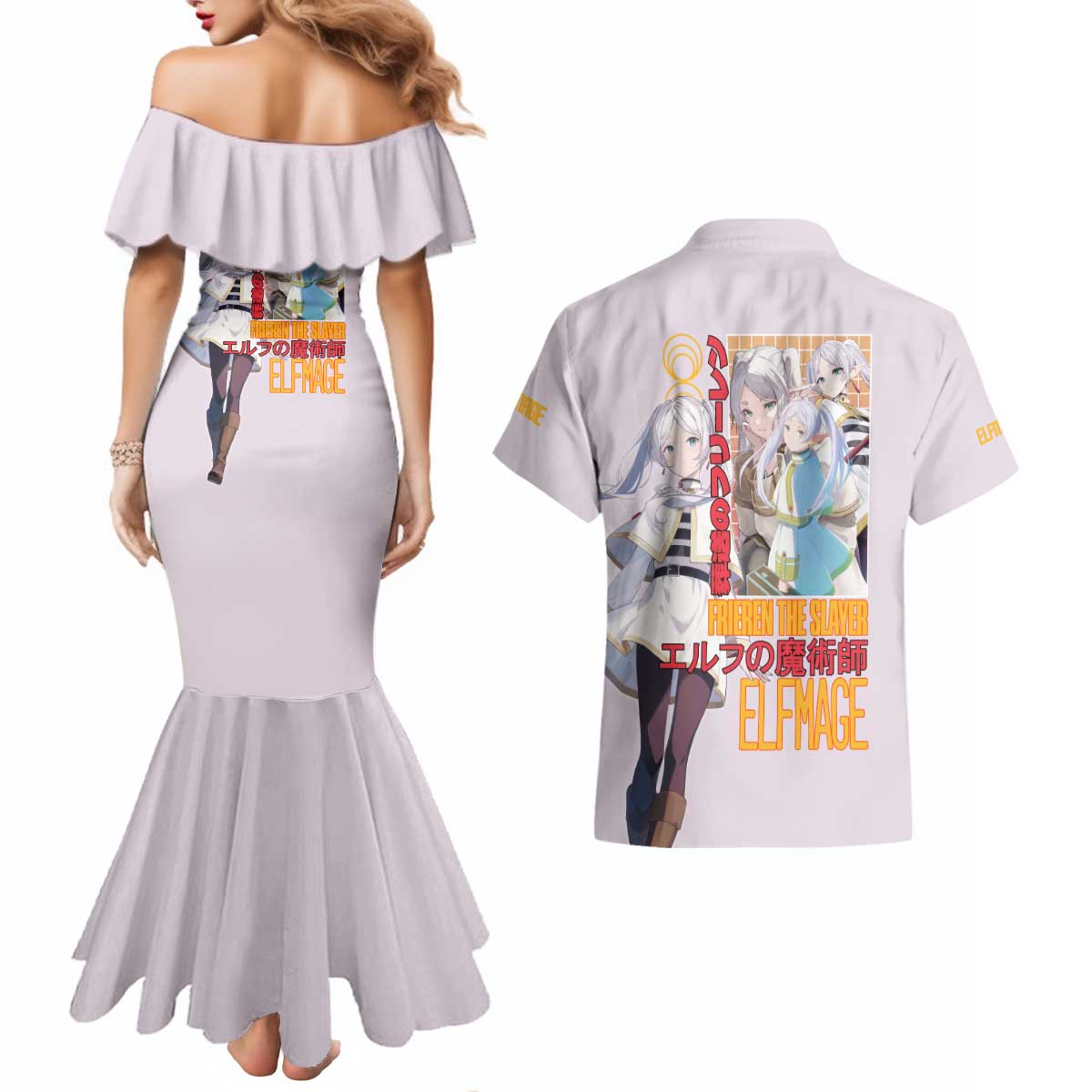 Frieren V2 Frieren Beyond Journey’s End Couples Matching Mermaid Dress and Hawaiian Shirt Anime Style