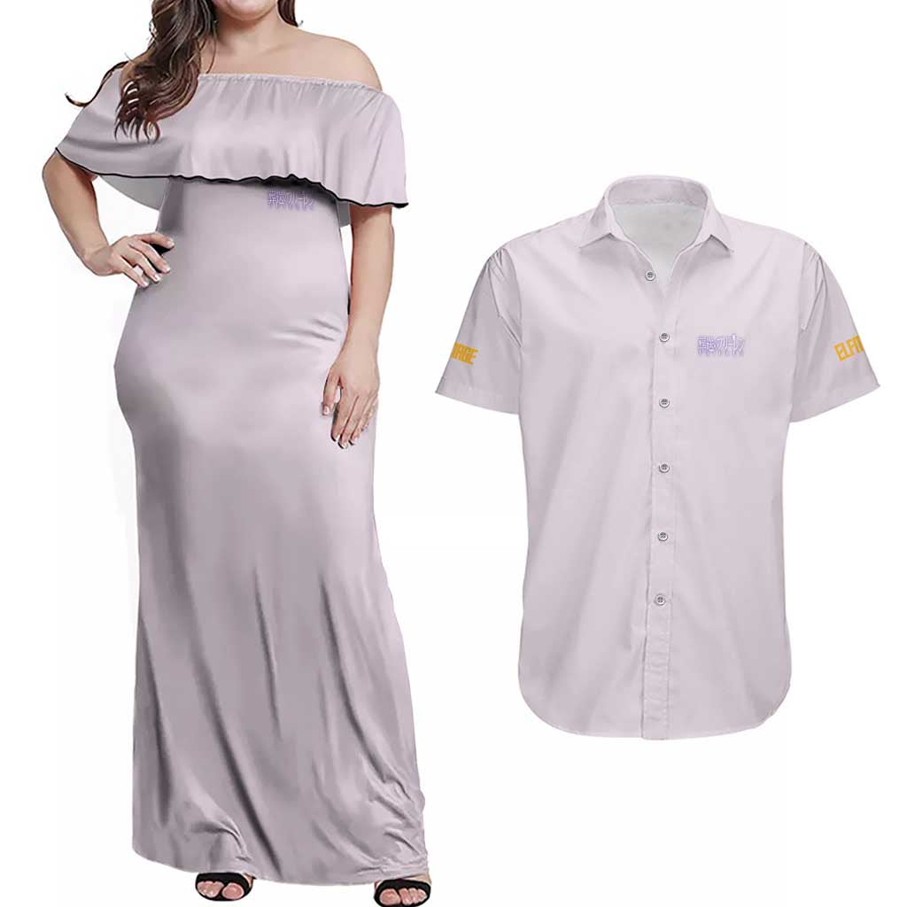 Frieren V2 Frieren Beyond Journey’s End Couples Matching Off Shoulder Maxi Dress and Hawaiian Shirt Anime Style