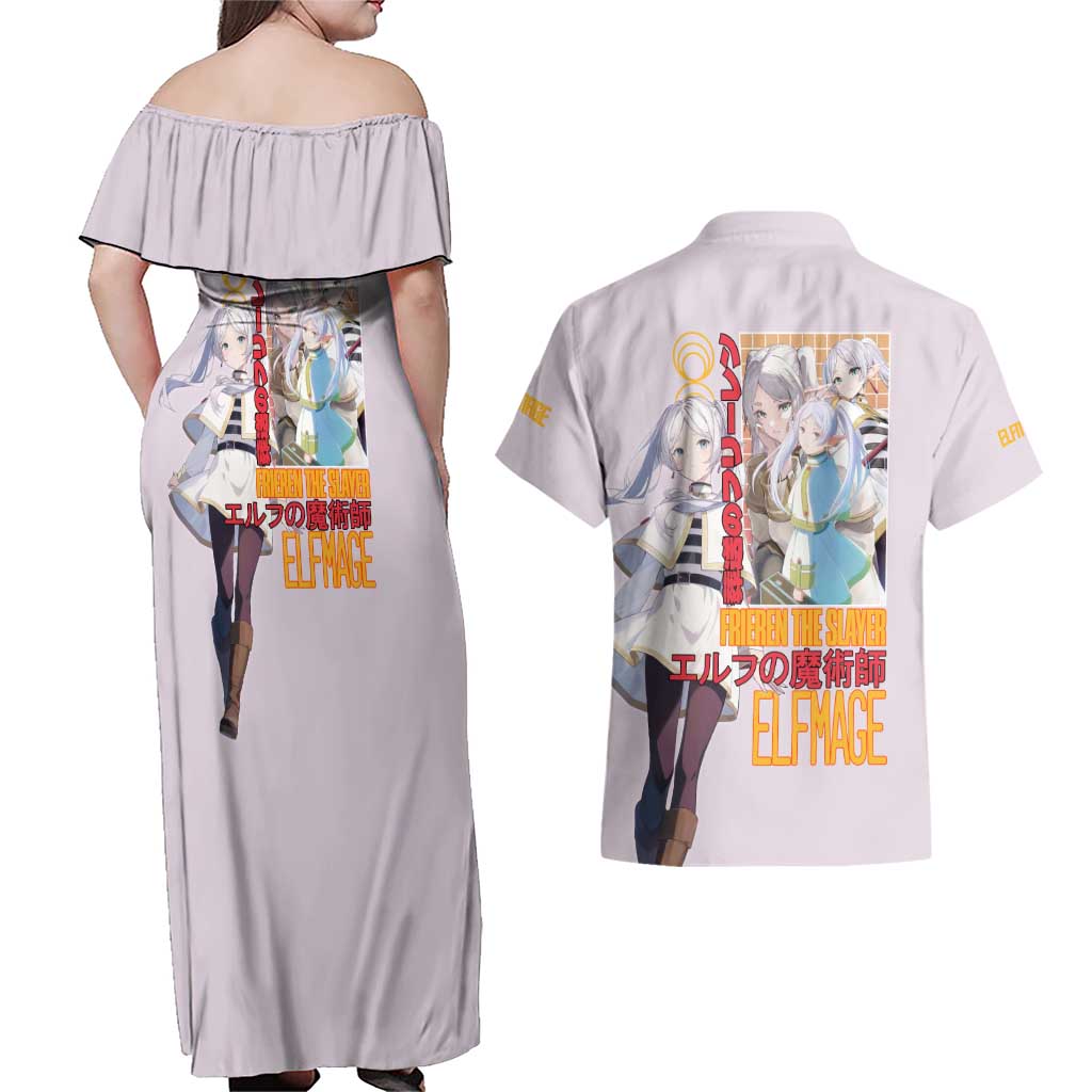 Frieren V2 Frieren Beyond Journey’s End Couples Matching Off Shoulder Maxi Dress and Hawaiian Shirt Anime Style