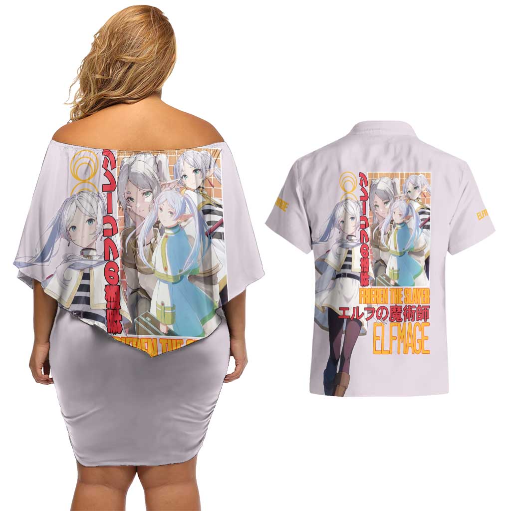 Frieren V2 Frieren Beyond Journey’s End Couples Matching Off Shoulder Short Dress and Hawaiian Shirt Anime Style