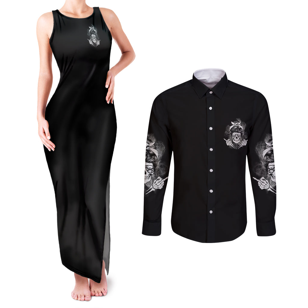 i-do-what-i-want-skull-black-and-white-couples-matching-tank-maxi-dress-and-long-sleeve-button-shirt