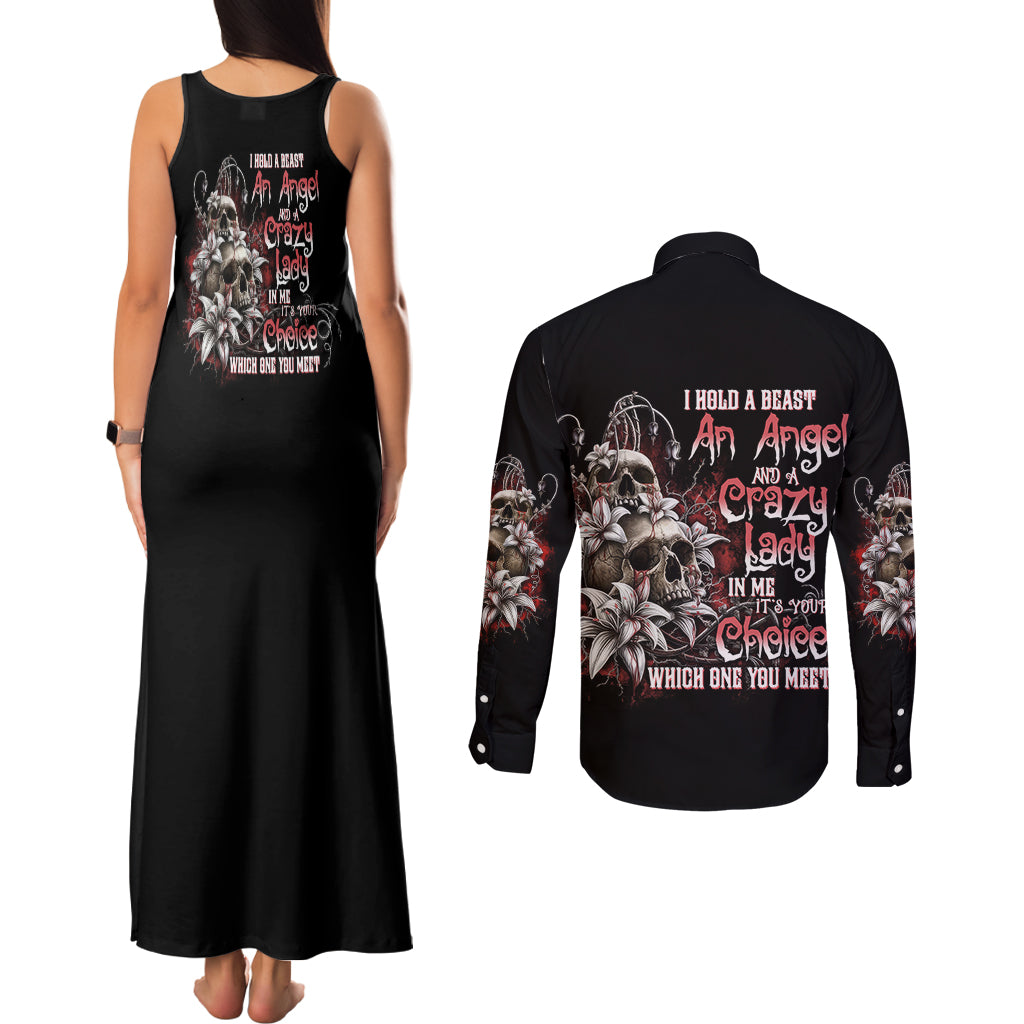 i-hold-a-beast-an-angel-and-a-crazy-lady-in-me-couples-matching-tank-maxi-dress-and-long-sleeve-button-shirt
