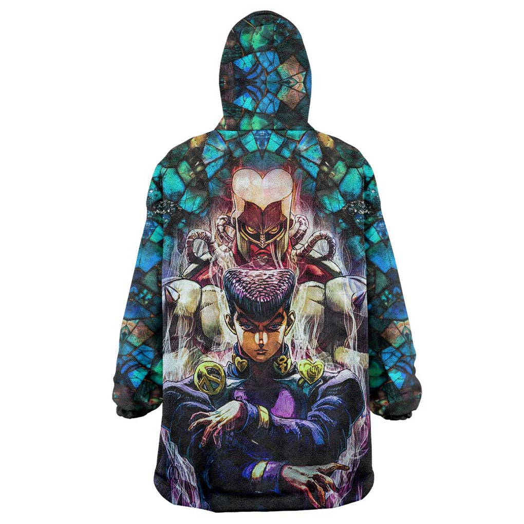 Trippy Josuke Shining Diamond Jojo’s Bizarre Adventure Wearable Blanket Hoodie Anime Mix Abstracs Style