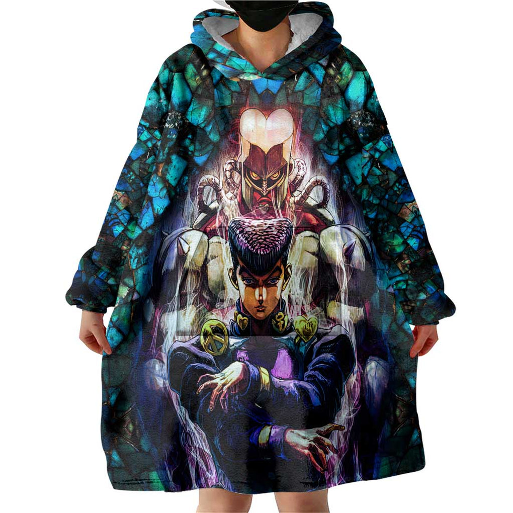 Trippy Josuke Shining Diamond Jojo’s Bizarre Adventure Wearable Blanket Hoodie Anime Mix Abstracs Style